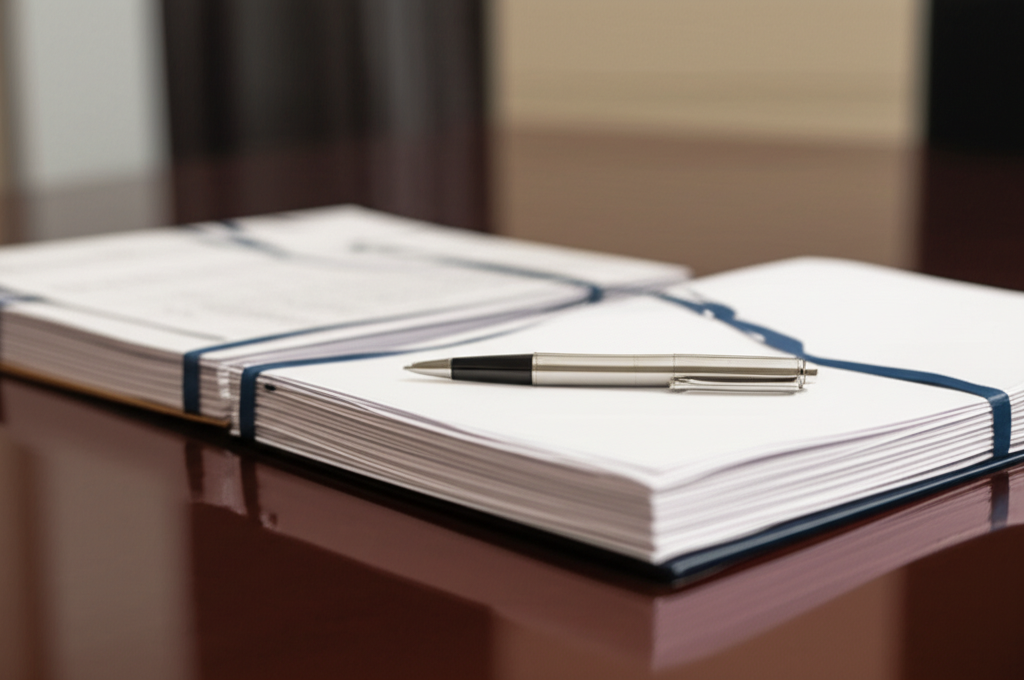 Legal documents on a desk